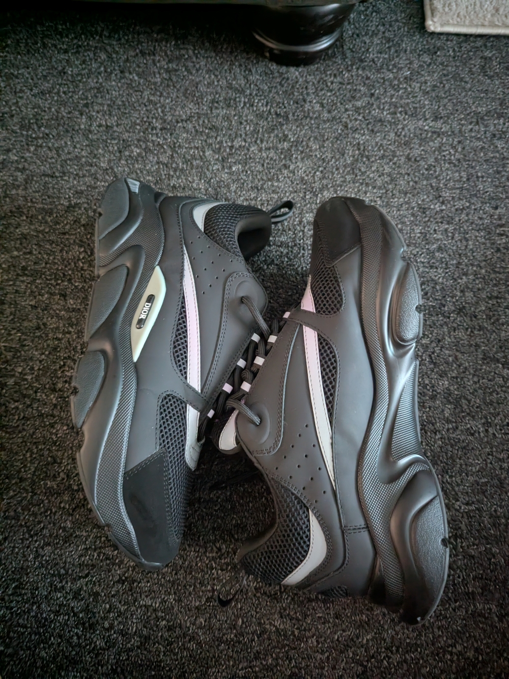 Dior Black Athletic Sneakers with Silver Trim